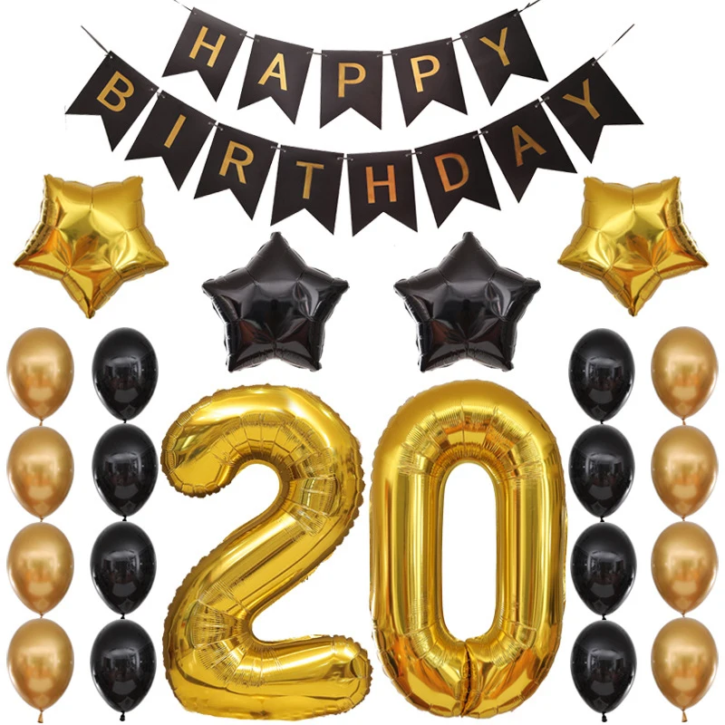 

50 year old Birthday Balloon Set Black Gold with 40-inch Number Foil Balloon Happy Birthday Banner for Men Birthday Decoration