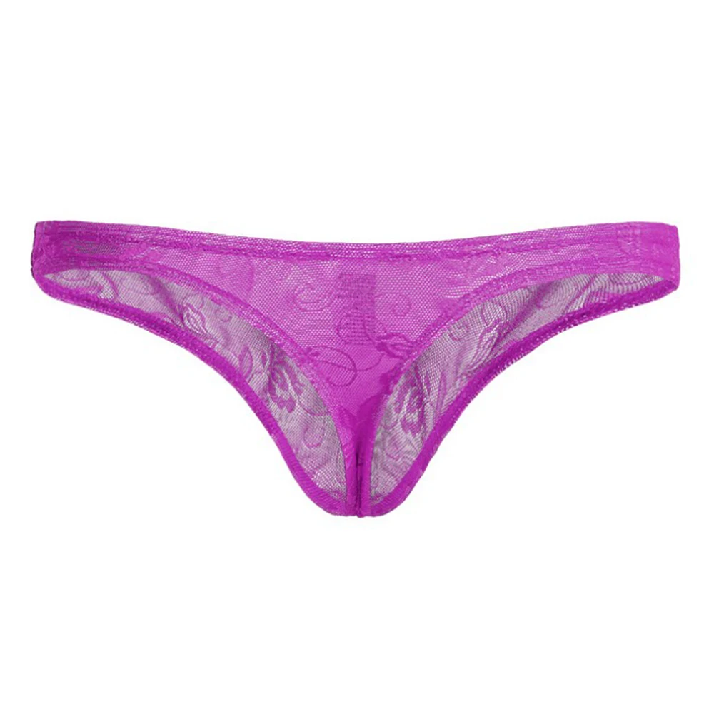 

Mens Sexy Sissy Low Rise Lace Breathable Thong Underwear T-back Bikini Underpant Men's Lace Thong Panties Translucent Sexy Breat