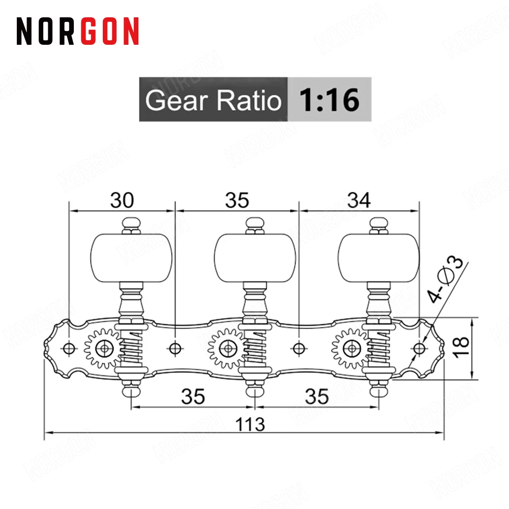 

Alice Guitar Machine Heads Gold Plated Zinc Alloy Red/Black Rose Pattern Ebony Knob Acoustic Classical Tuning Pegs AOS-026