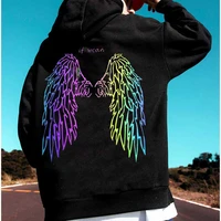 reflective rainbow hoodies wings pattern pullovers unisex streetwear hooded sweatshirt harajuku oversize homme clothes wholesale