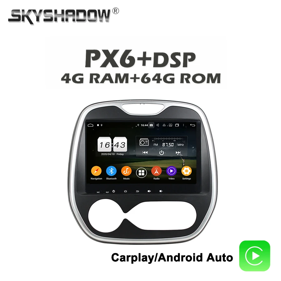 Автомобильный DVD плеер Carplay PX6 720P Android 10 0 4 Гб + 64 ГБ GPS RDS радио Wi Fi Bluetooth 5 для Renault Captur