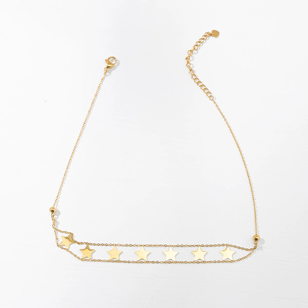 

Sequined Five-pointed Star Wide Necklace Neck Chain Short Clavicle Chain Fashion Women's Stainless Steel Gold Plated 14K