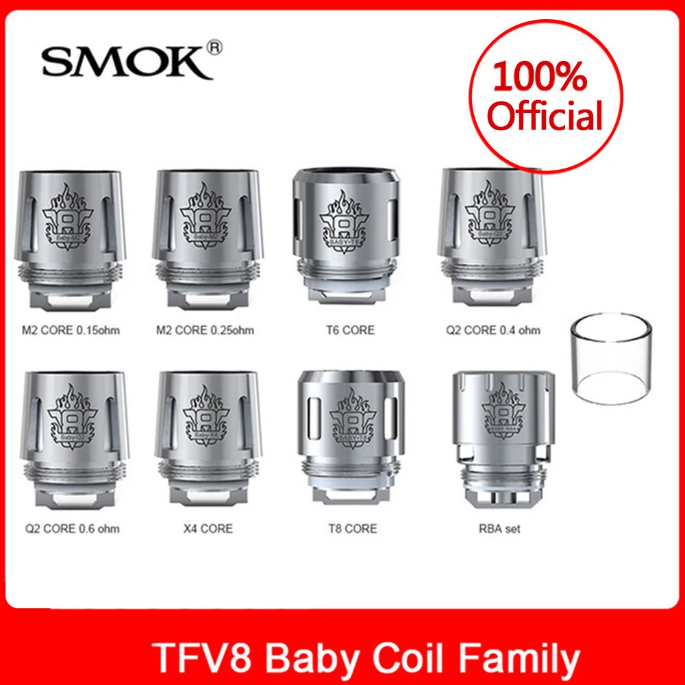 

Original SMOK TFV8 Baby Coil Family Q2/T8/X4 /T6/M2/RBA Coils for TFV8 (Big) Baby/ V12 Baby Prince Tank Electronic Cigarette