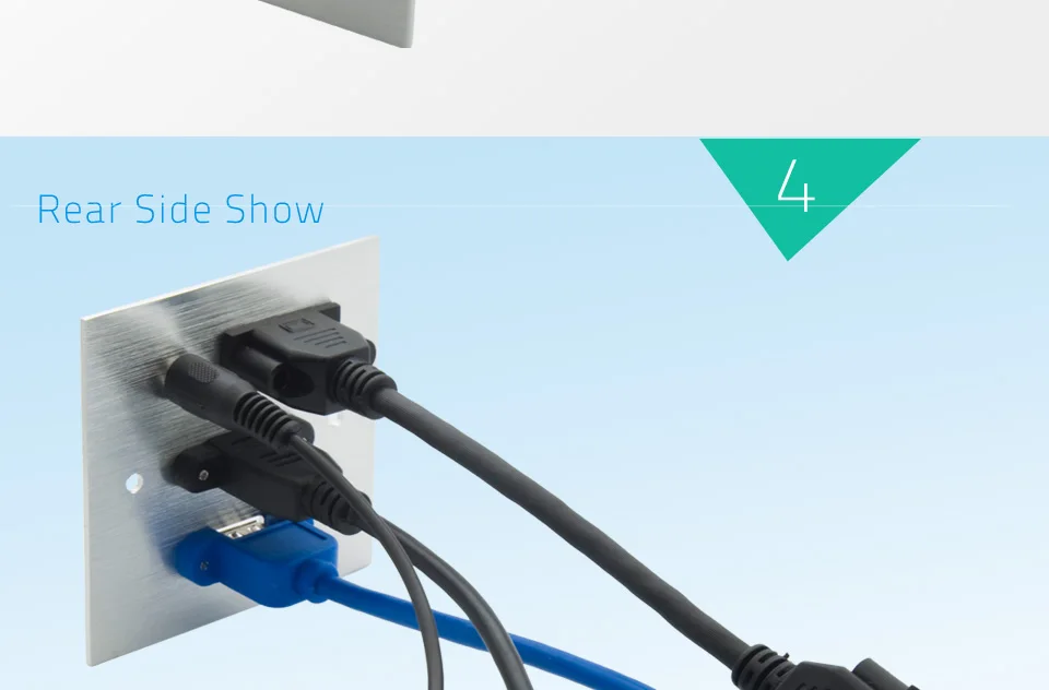 1 банда алюминий 86 стиль VGA 3,5 мм стерео аудио HDMI USB 3,0 Женский к женской стеновой пластине с задней стороны 20 см длина короткий кабель