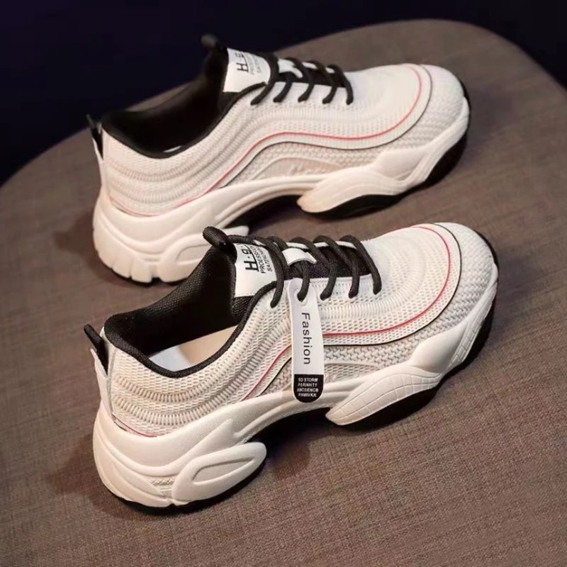 

Кроссовки женские сетчатые, Повседневная Уличная удобная обувь на плоской платформе, белые, весна 2021