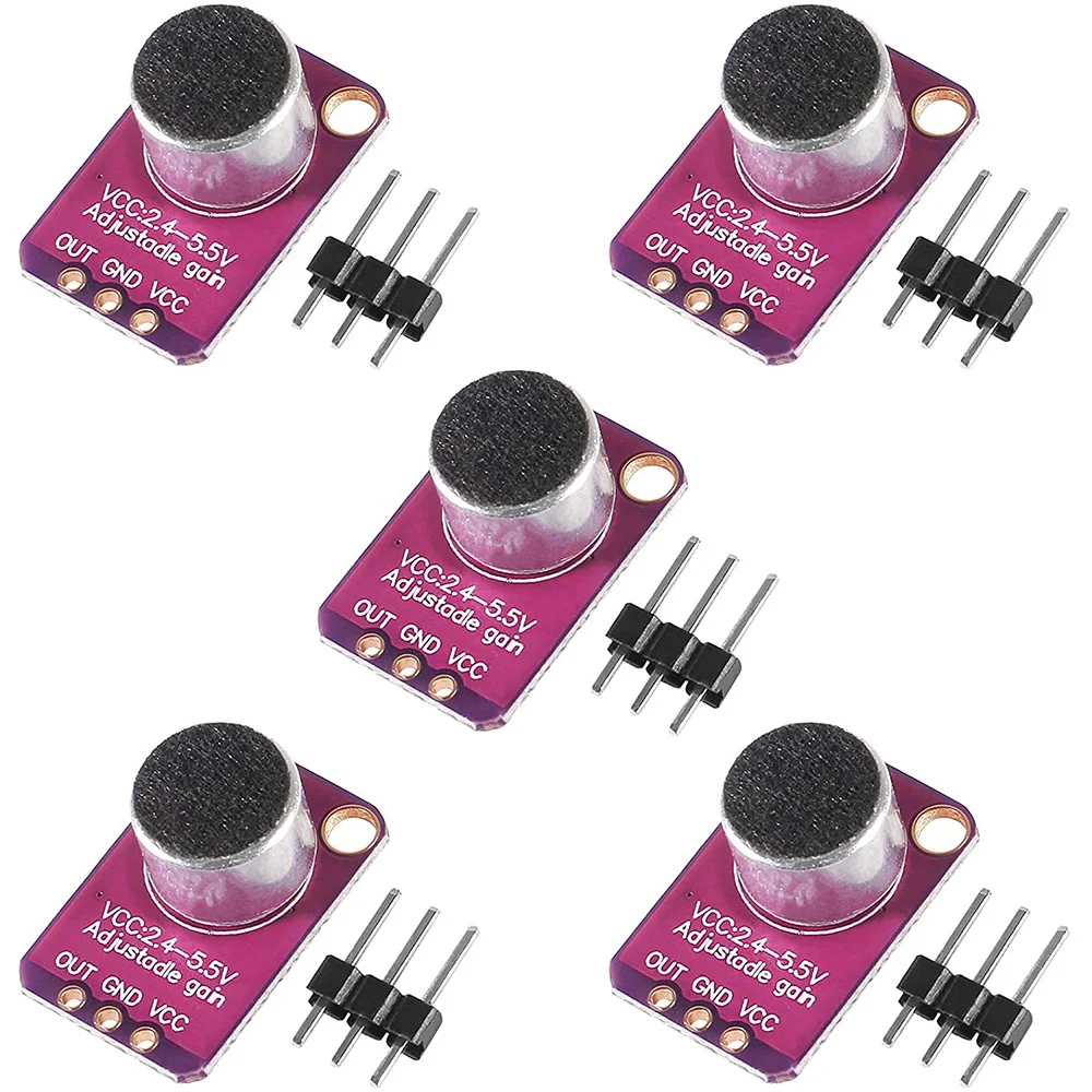 

5Pcs GY-MAX4466 Electret Microphone Amplifier MAX4466 Module Adjustable Gain Breakout Board for Arduino