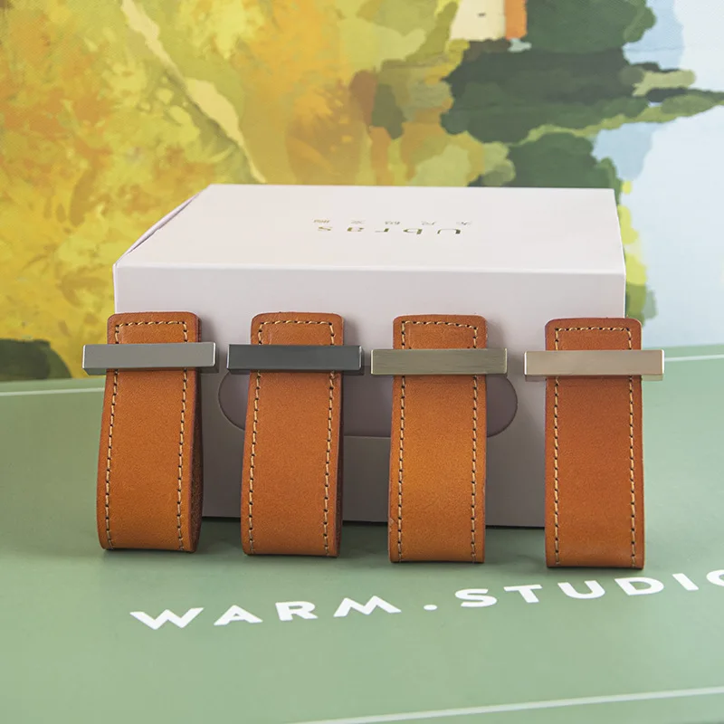 

Cowhide Small Cabinet Pull Handles Wardrobe Cupboard Furniture Drawer Knob Leather Drawer Door Knobs Pulls Hardware