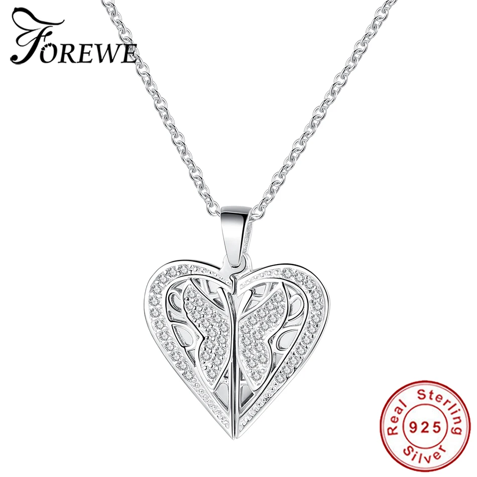 Персонализированное ожерелье в форме сердца с кристаллом-бабочкой на заказ