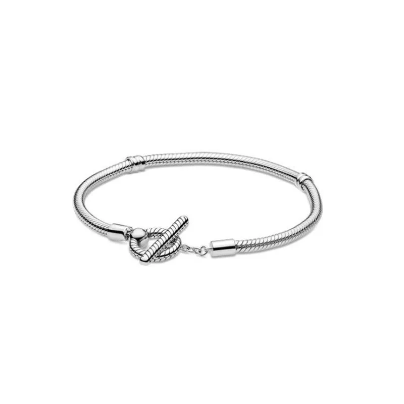 

New Pan925 Silver Fashion T-buckle Snake Bone Bracelet Suitable For Women's Engagement Gift Jewelry