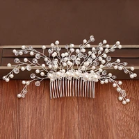 bridal hair comb white pearl tiara wedding hair accessories head jewelry handmade hair comb wedding headpiece bridal ornaments