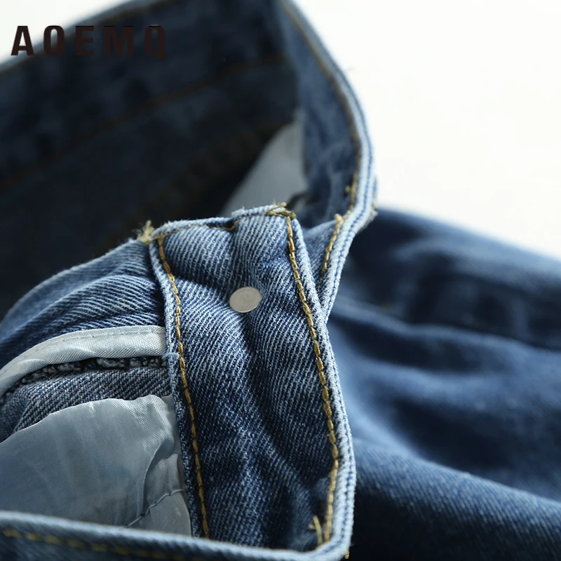 Женские шаровары AOEMQ повседневные синие джинсы с высокой талией свободные штаны
