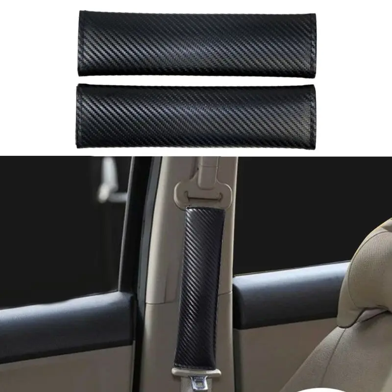 

50LC 2pcs Car-Styling Universal Safety Seat Belt Cover Carbon Fiber Decorative Car Shoulder Pad Sleeve Protection Strap