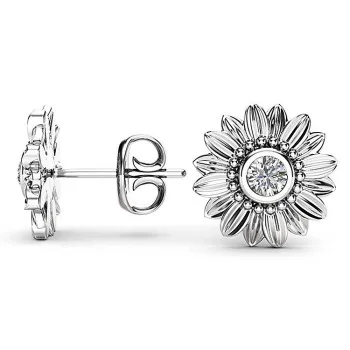 

Sunflower Diamond Earrings Plated with 14k Rose Gold Jewelry Natural Sunflower Stud Anniversary Gift JED360 Korean Earrings