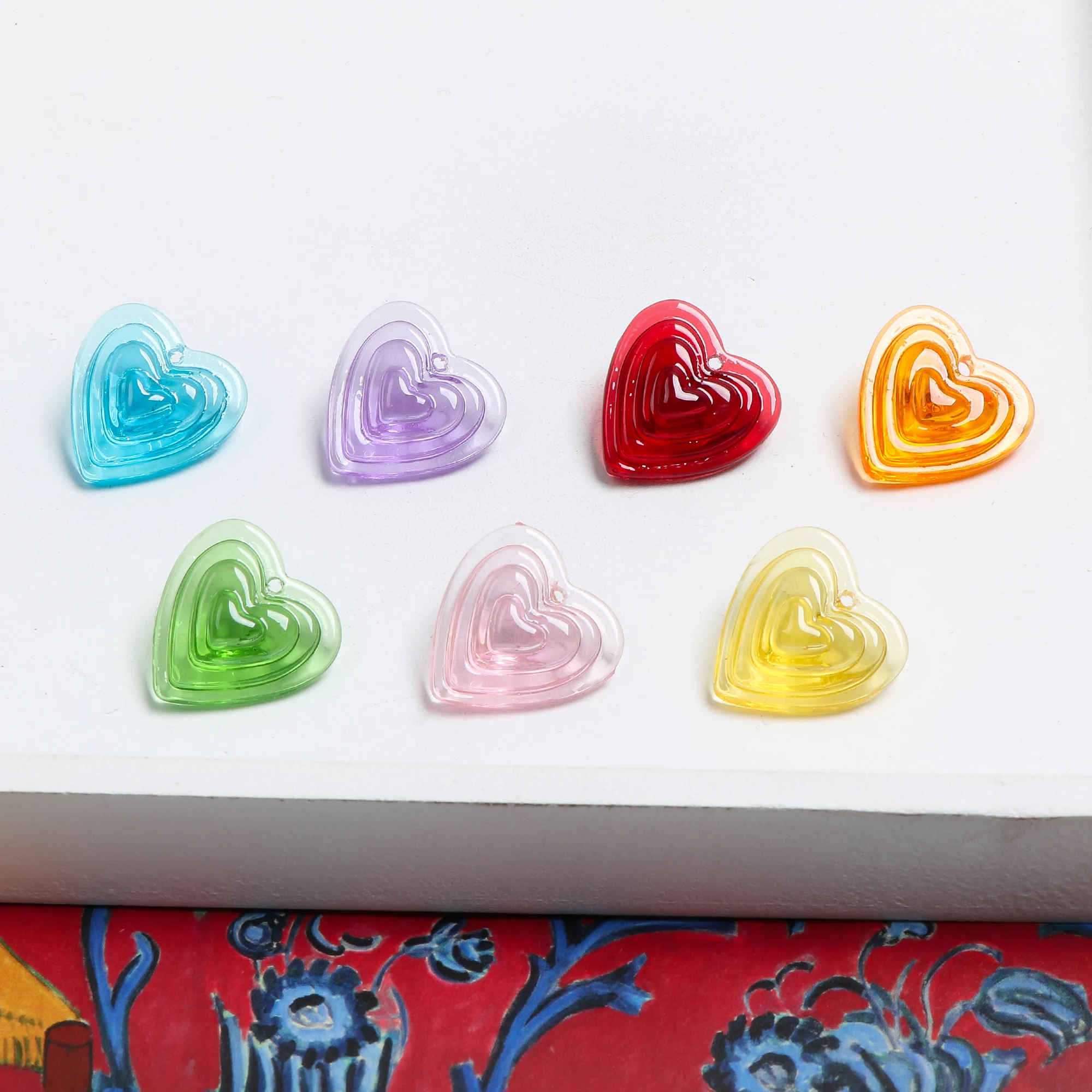 Цветная прозрачная трехмерная подвеска в виде сердца персика смолы сделай сам