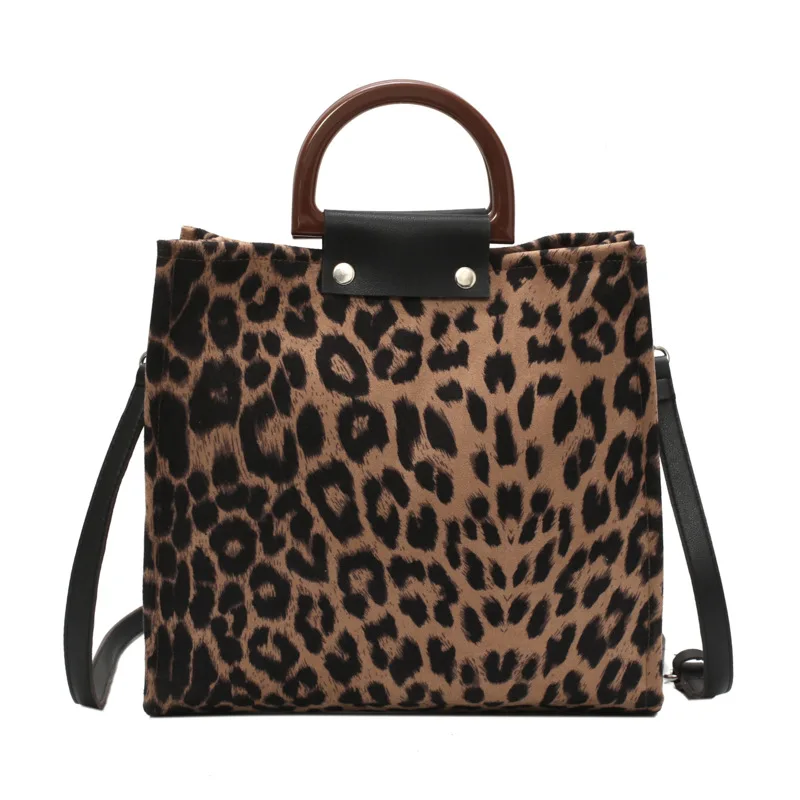 Light leopard Женская сумка, роскошные сумки на плечо, модные холщовые леопардовые принты, деревянные портативные кошельки, большая вместительность, женские сумки для покупок - Цвет: Light leopard