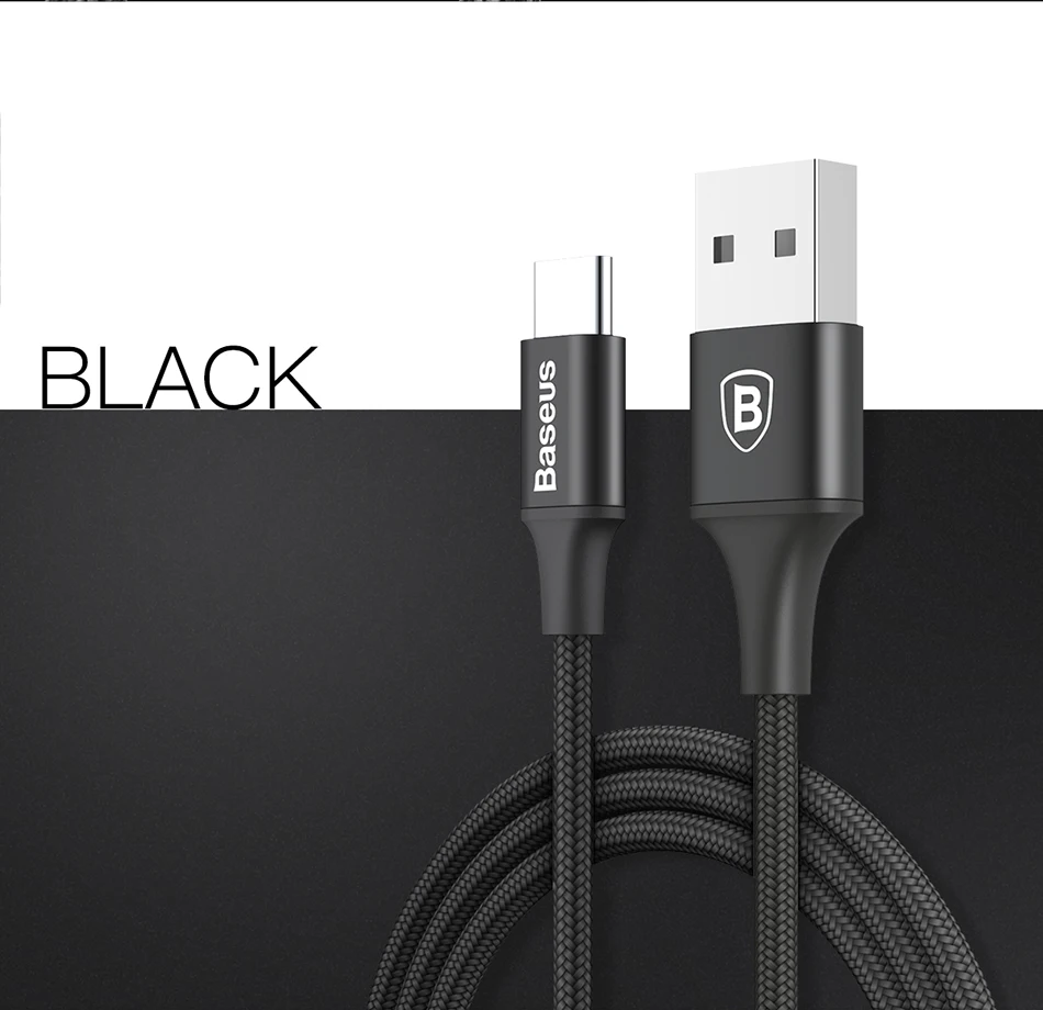 Baseus usb type-C кабель USB C для samsung S9 S10 светодиодный кабель освещения type C для huawei P30 Lite Pro USB-C кабели для мобильных телефонов