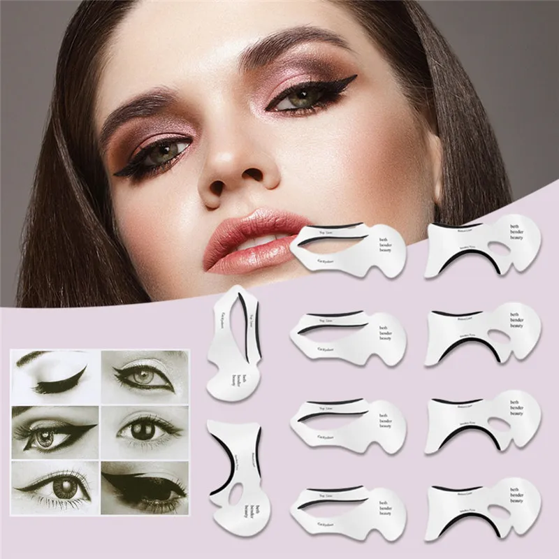 10pcs Eyebrows Template Card Cat Eye Eyeliner Stencils Stencil Models Shaping Tools Shadow Makeup Tool | Красота и здоровье