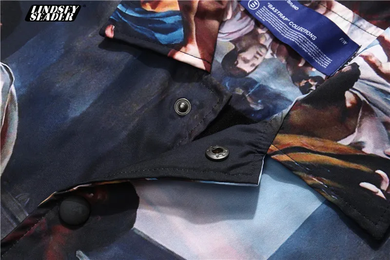 Mens Vintage Jacket Windbreaker Renaissance Painting Characters Fashion Jackets Cover Buttons Streetwear Tracksuit Coat Outwear | Мужская