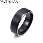 Черное титановое мужское кольцо 8 мм с матовой отделкой, обручальное ювелирное изделие для мужчин, обручальные кольца с индивидуальной гравировкой
