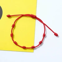 lucky amulet unisex jewelry bracelet red string 7 knots protection rope