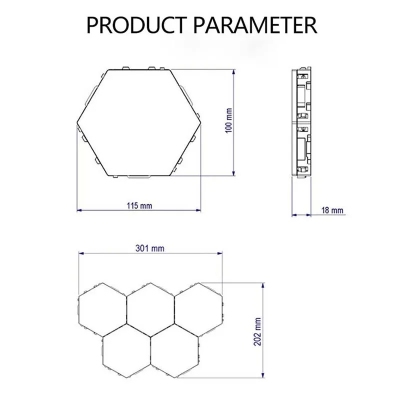 

Unibrother Diy Touch Sensor Led Wall Lamp Decor Color Panel Light Sensitive Hexagonal Led Quantum Night Lights For Living Room