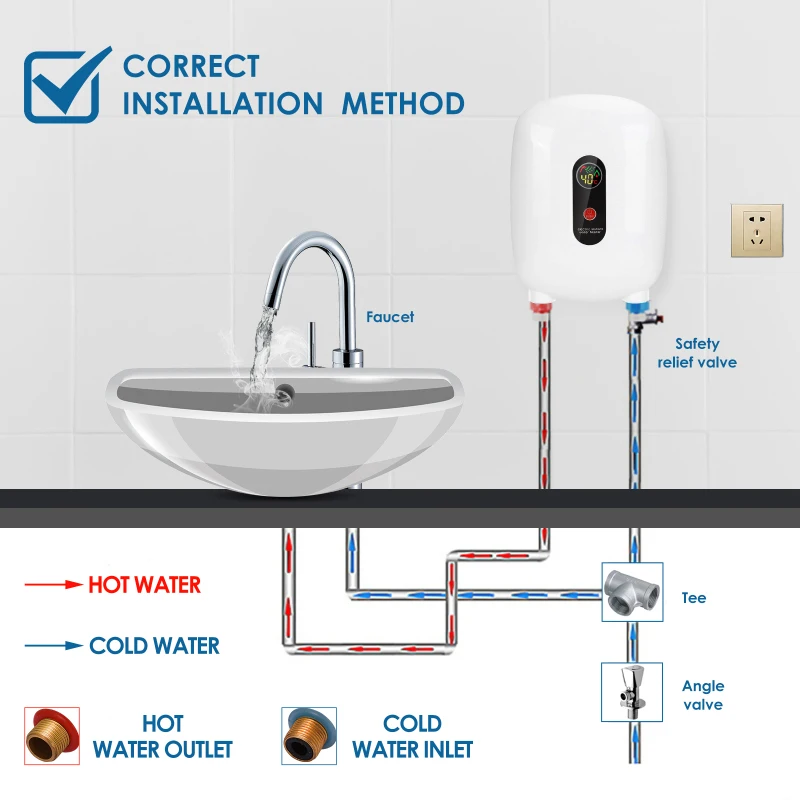 3500 Вт мгновенный Электрический мини-водонагреватель без резервуара Мгновенный