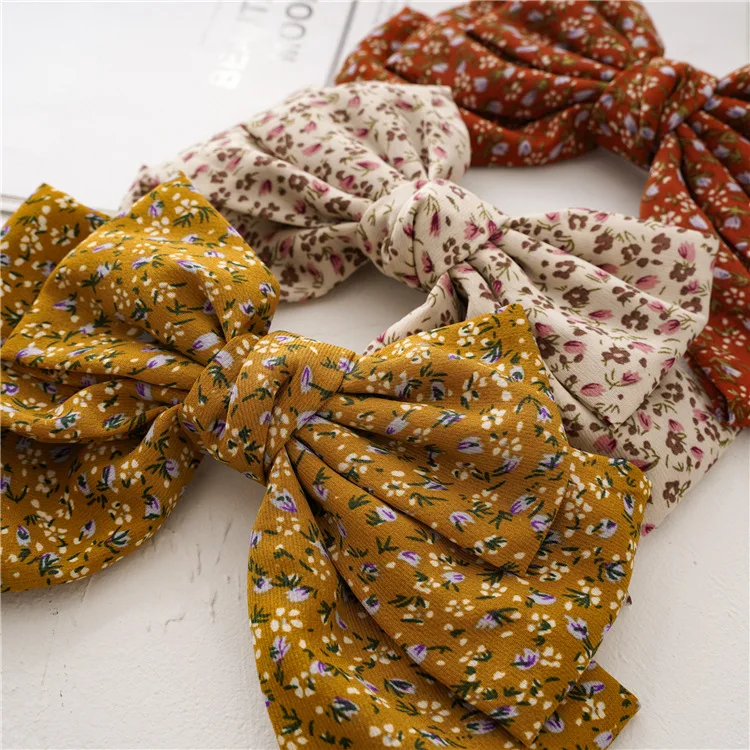 Three-layer Knot Oversized Bow Steel Clip Women's Elegant and Versatile Fabric Spring Jewelry Barrettes Fashion Floral Bulk |