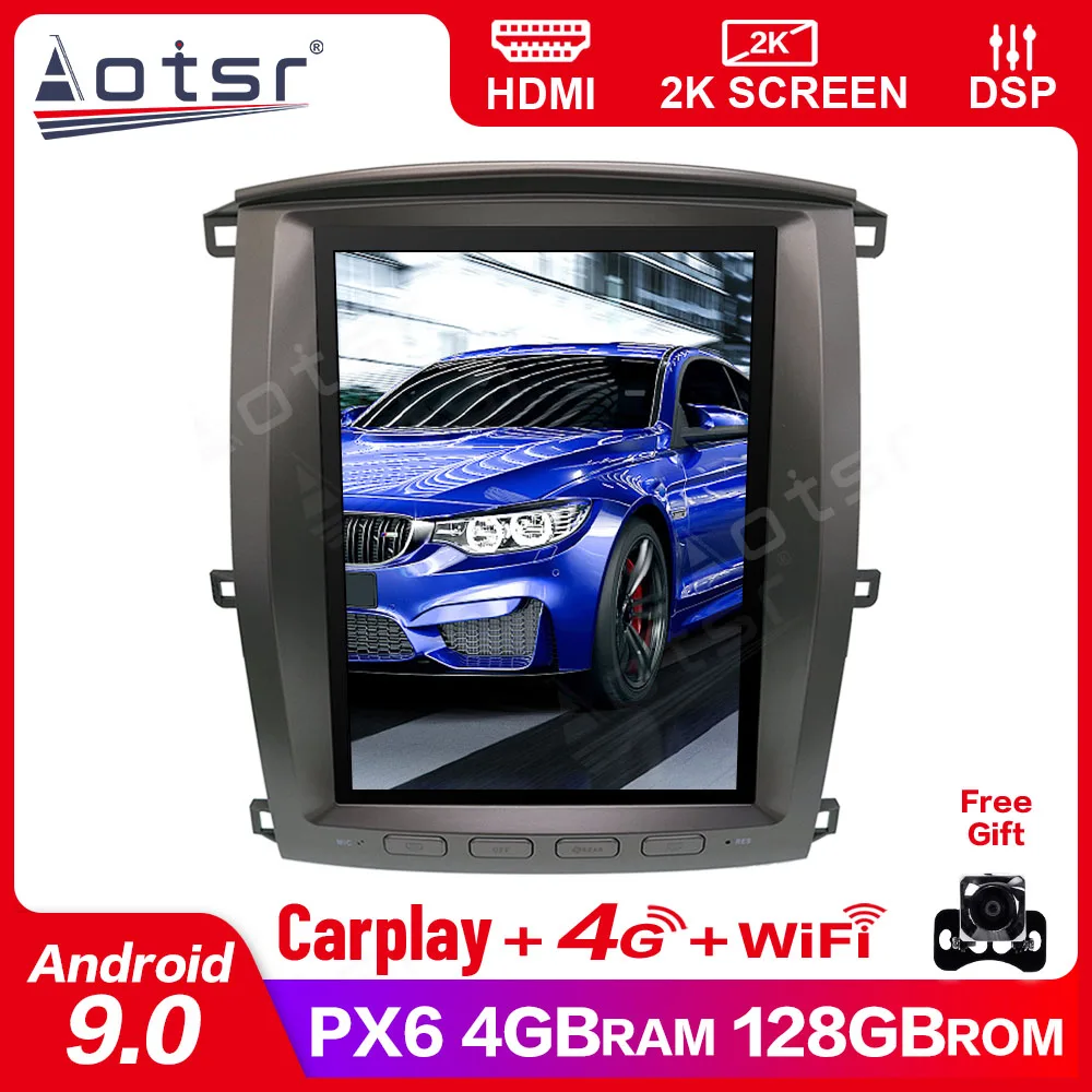 4 + 128G экран Тесла для Toyota Land Cruiser 100 LC100 Lexus LX470 2002 2007 Android блок мультимедийный плеер