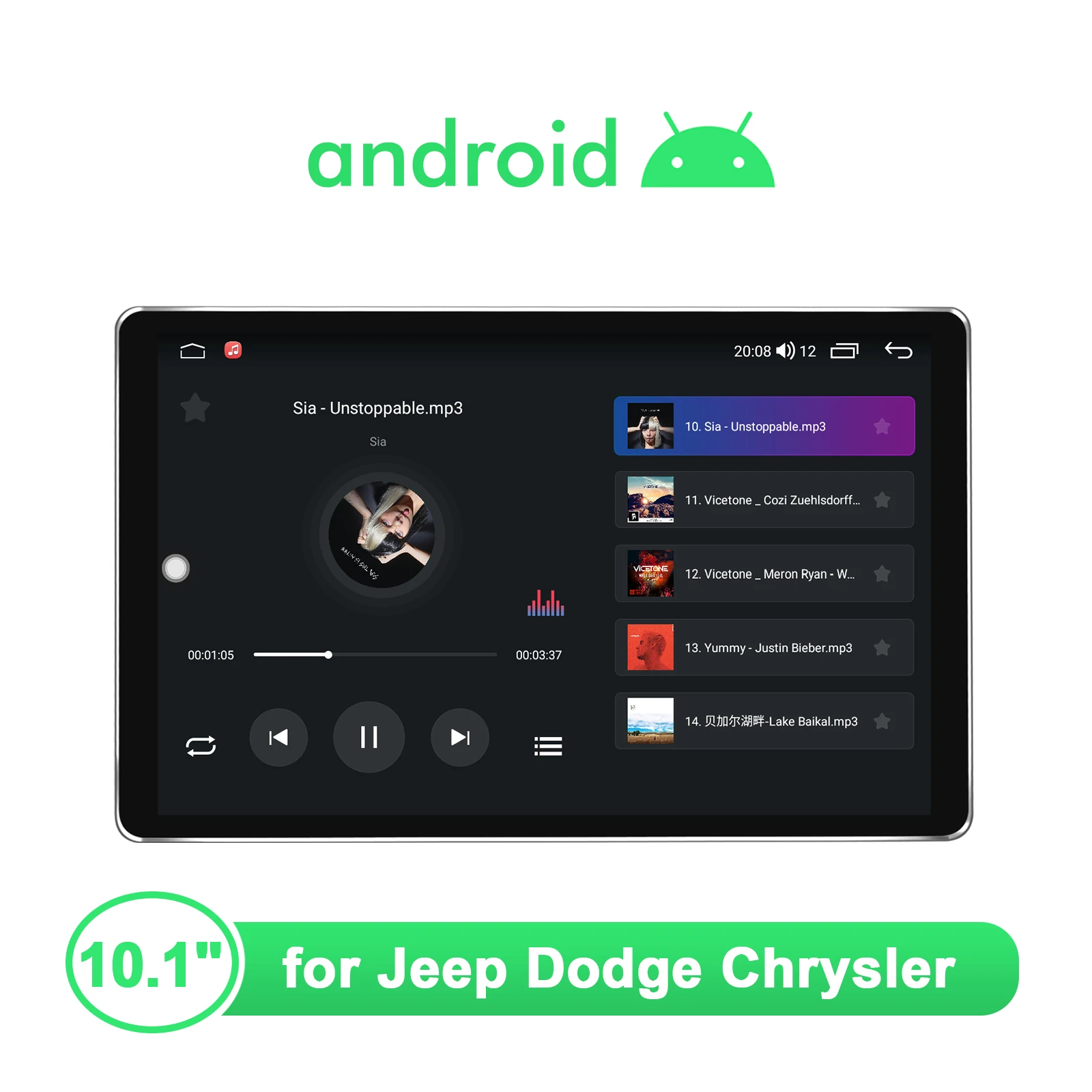 구매 10.1 '안드로이드 10 자동차 라디오 스테레오 1280*800 헤드 유닛 테이프 레코더 지프 랭글러 무선 Carplay 초박형 스크린