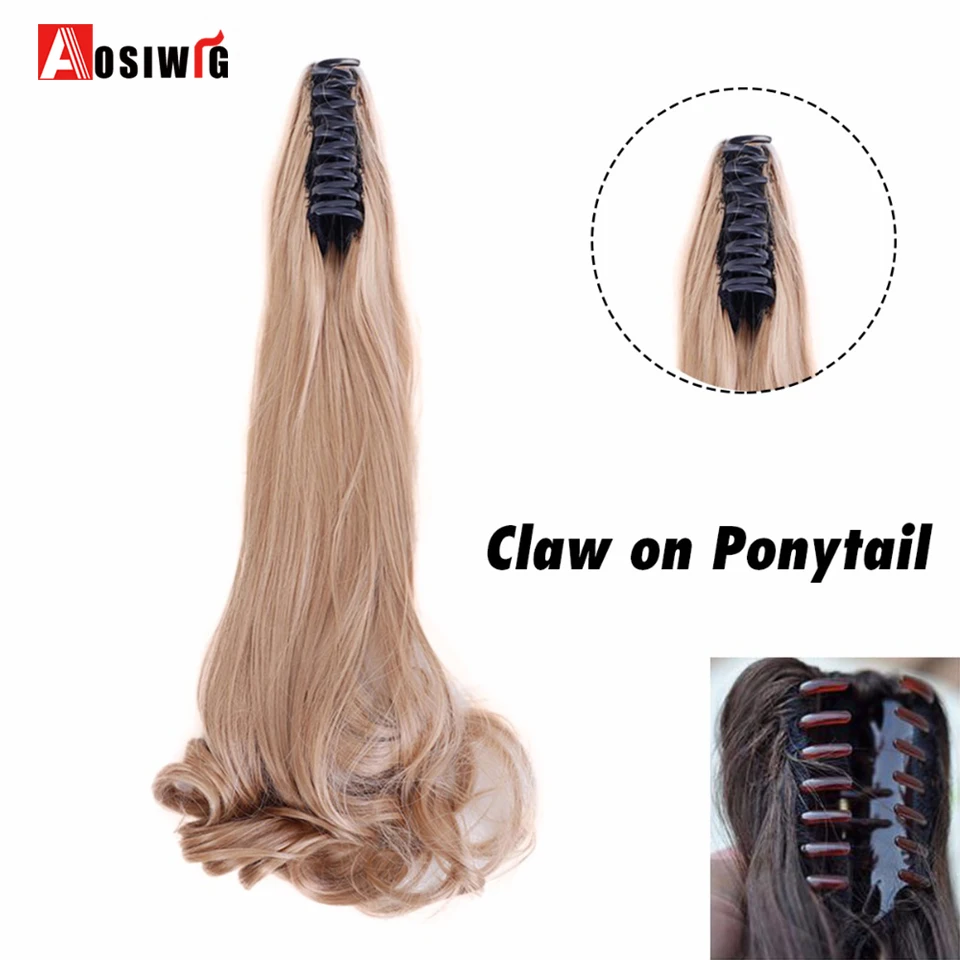 AOSIWIG 24 дюйма женский Синтетический Коготь Конский хвост Зажим для наращивания