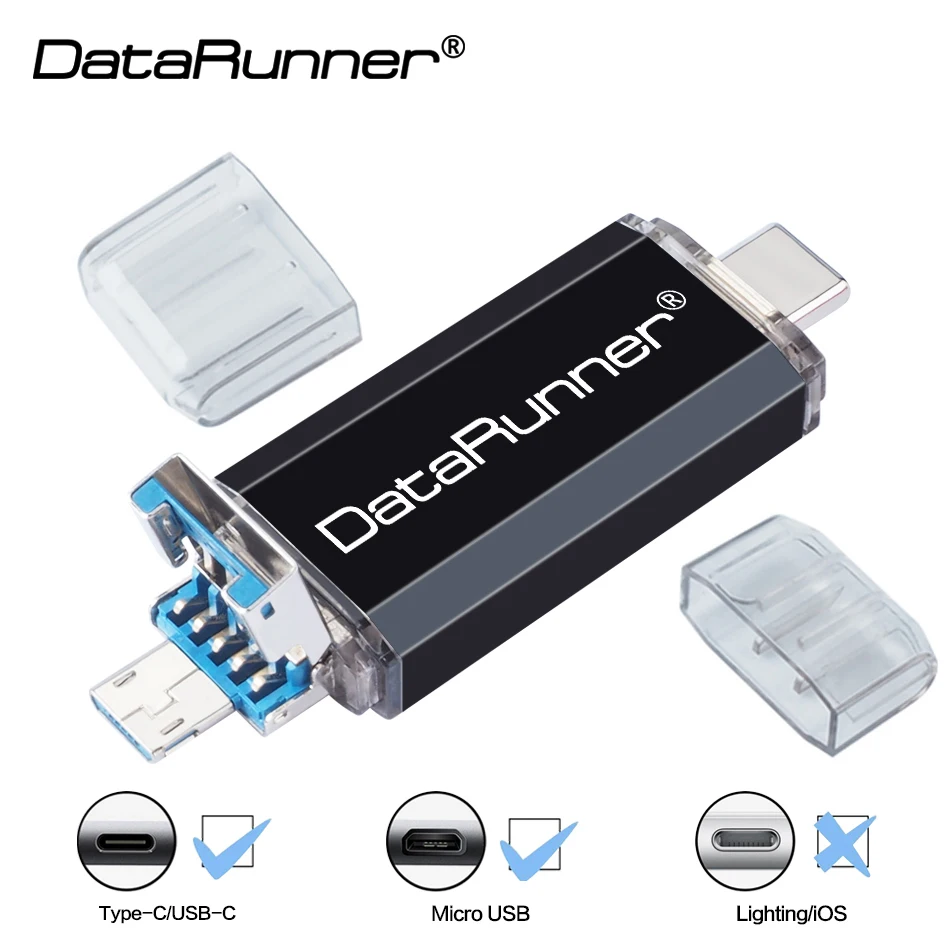 Флеш накопитель DataRunner 3 в 1 16 ГБ 32 64 128 256 OTG Micro USB|USB флэш-накопители| |