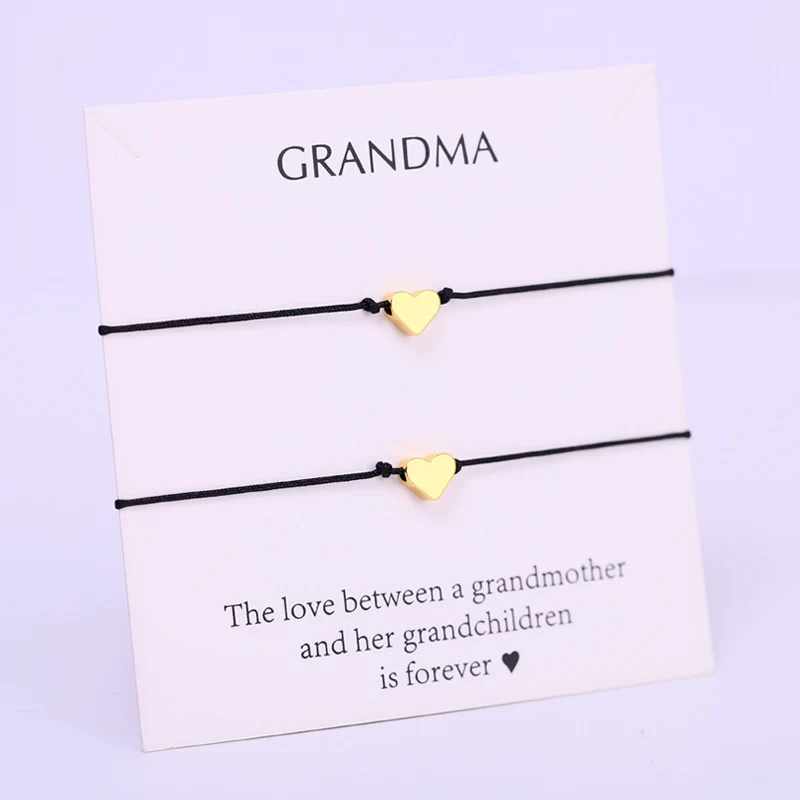 (Набор) сердце для бабушки Браслеты Лучшие друзья Регулируемая Веревка золотой