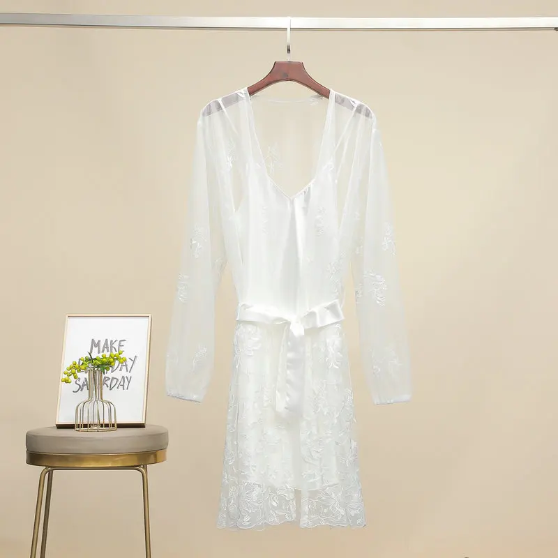 Хлопок и шелк однотонные белые прозрачные халаты, халаты для невесты платье подружки невесты и невесты халаты Шелковый халат шелковые хала...