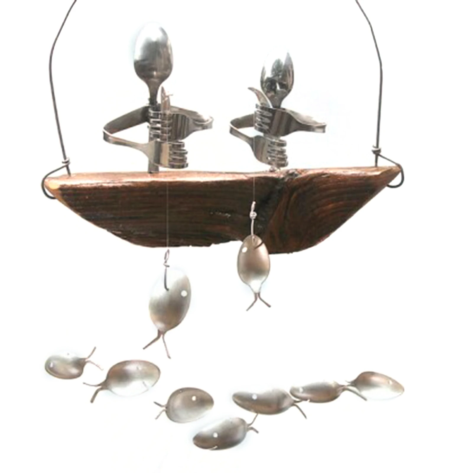

Рыбалка человек ложка рыба скульптуры ветер колокольчик Крытый Открытый подвесное украшение