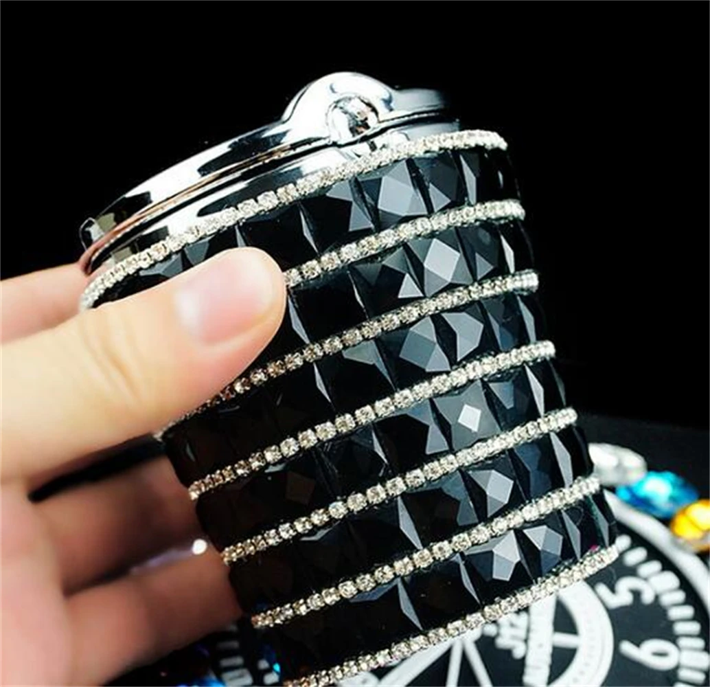 

Gift Box Packing Car Black Ashtray Rhinestones Portable Light Crystal Diamond Led Car Ash Tray Ashtray Storage Holder