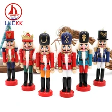 LUCKK 12 см миниатюрные винтажные статуэтки с изображением солдата-щелкунчика из дерева, новогодняя елка, вечерние украшения, украшение для куклы