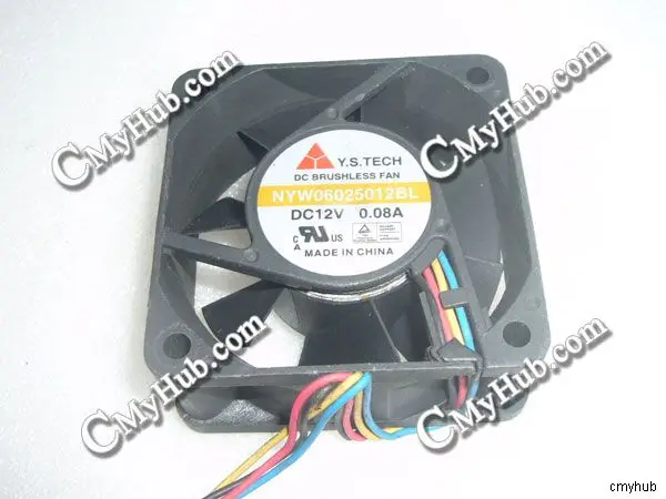 For Y.S.TECH NYW06025012BL DC12V 0.08A 6025 6CM 60mm 60x60x25mm 4Pin 4Wire Cooling Fan | Компьютеры и офис