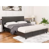 queenfulltwin bed frame faux leather upholstered platform bed with headboard no box spring needed for adults teens children