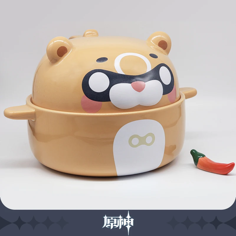 

Game Genshin Impact Xiangling Crispy Rice Ceramics Noodle Bowl Tableware Anti-Scalding Lunch Box Chopsticks Holder Cosplay Gift