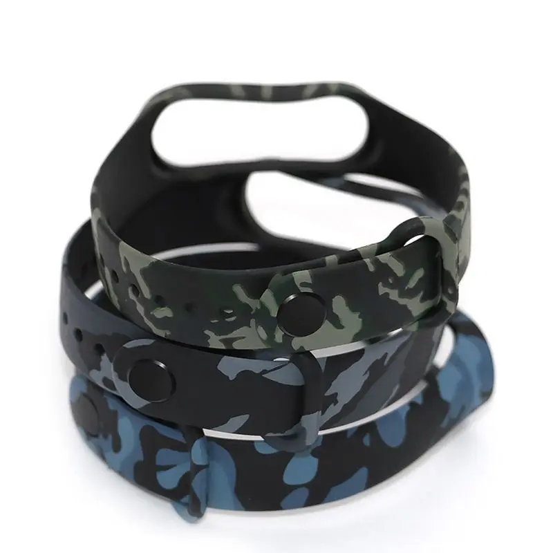 

Durable Soft Camouflage Silicone Wristband Replacement Watch Band Strap for xiaomi Mi Band 4 3 Smart Wristband 62KE