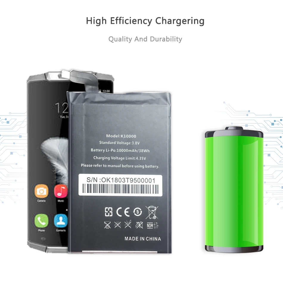 

For OUKITEL K10000 MTK6735P Replacement Cell Phone Batteries For OUKITEL K10000 MTK6735P 10000mAh Battery