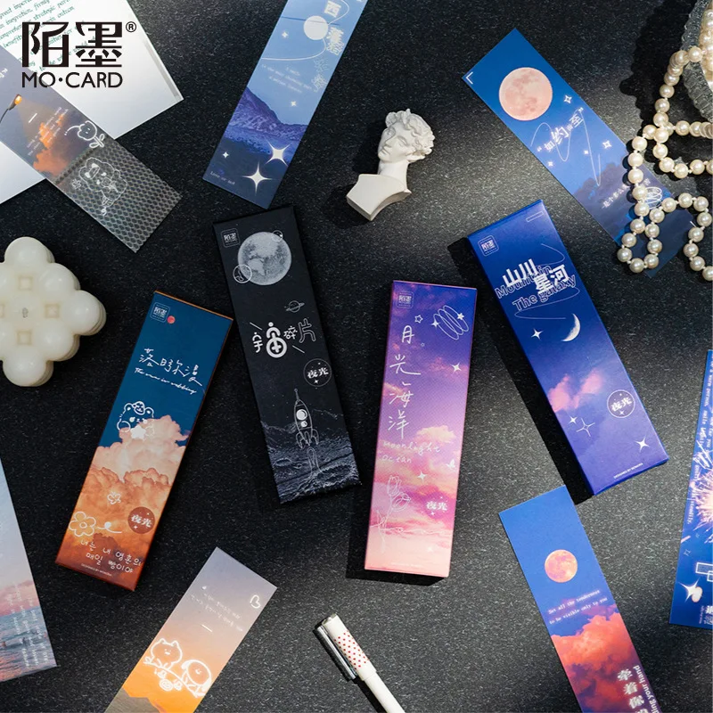 

30 Sheets Luminous Bookmarks Sunset Galaxy Series Scrapbooking Deco Paper Bookmark Literary Scenery Students Rewards Supplies