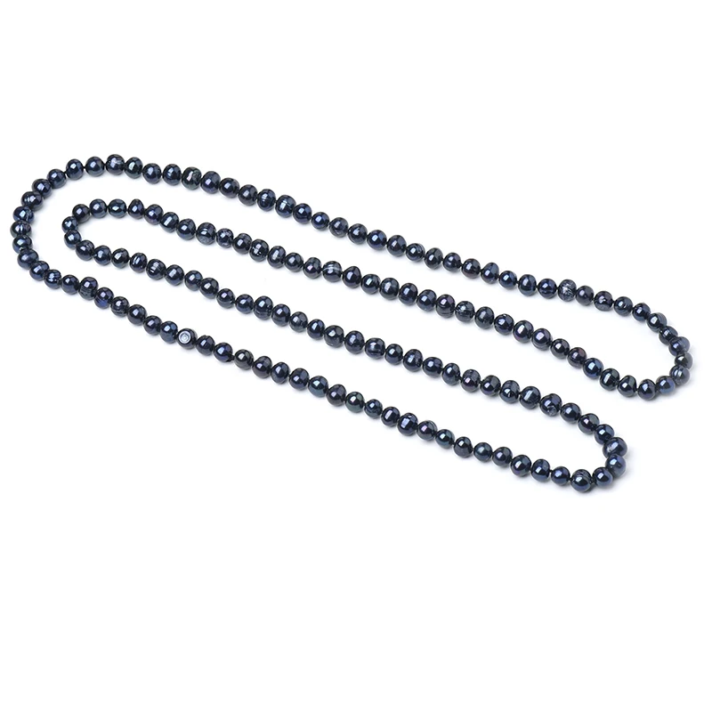 80/120cm Long Pearl Necklace Black beads Genuine Natural Freshwater Sweater Chain For Women Jewelry fashion Gift | Украшения и