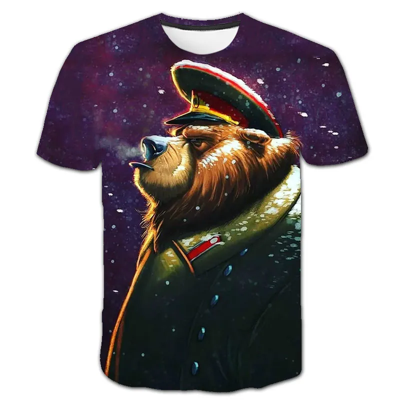 

Ropa de dibujos animados para niÃ±os y niÃ±as, camiseta de oso animal, ropa de verano, Camiseta con cuello redondo, 4-14T, novedad