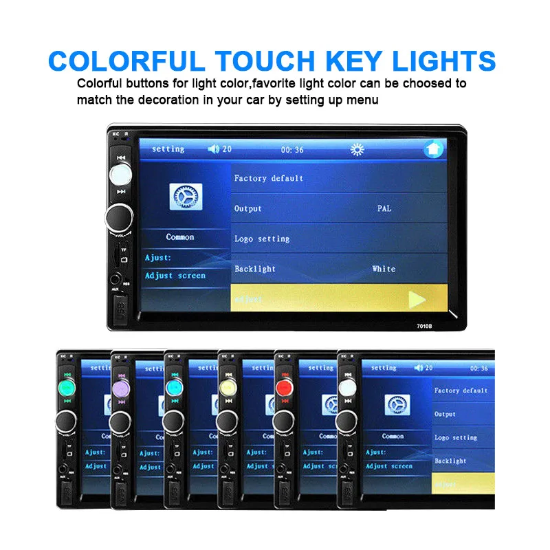 Автомагнитола Mirror Link MP5-плеер с 7-дюймовым сенсорным экраном 2 Din Bluetooth USB/TF/FM/Aux