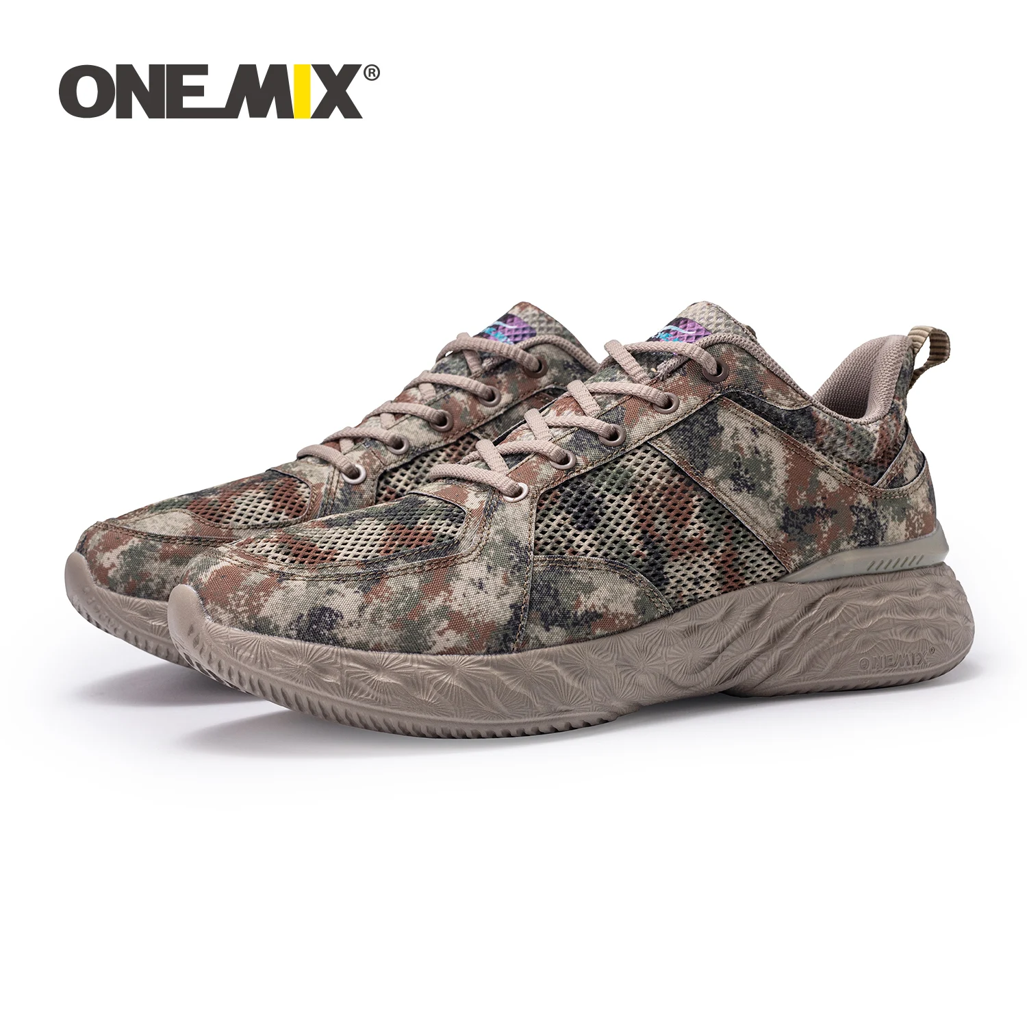 ONEMIX New Style Men's Running Shoes Unisex Sport Outdoor Sneakers Breathable Army Camouflage green Walking Jogging Shoes