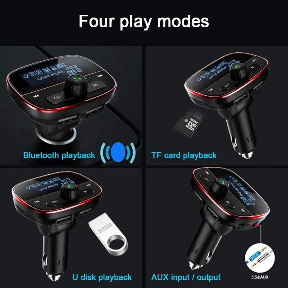 Автомобильный MP3-плеер передатчик 1,77 дюймов ЖК-дисплей Bluetooth fm-передатчик Hands-Free вольтметр автомобильный комплект TF карта AUX USB аудио адаптер