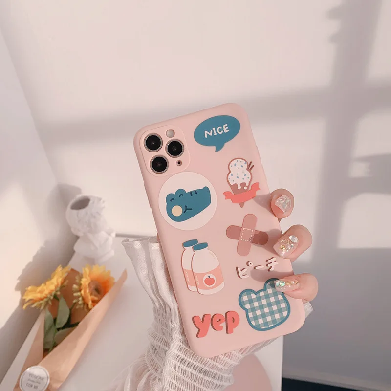 

Cute Cartoon Band Aid Crocodile Case For iPhone 12 Pro 12 Mini 11 Pro Max SE 2020 7 8 7Plus 8Plus XR X XS MAX