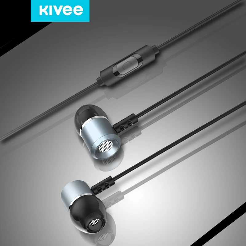 Универсальные проводные наушники Kivee с микрофоном стерео усиленными басами для