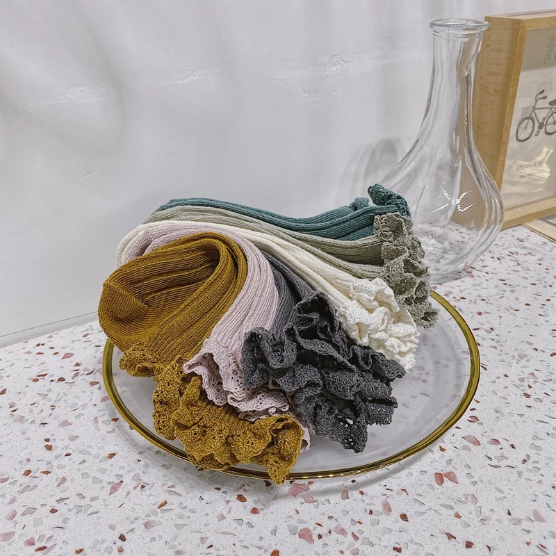 Гольфы для маленьких девочек хлопковые детские носки с кружевом модные